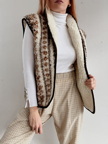 Gilet vintage sans manche en laine L