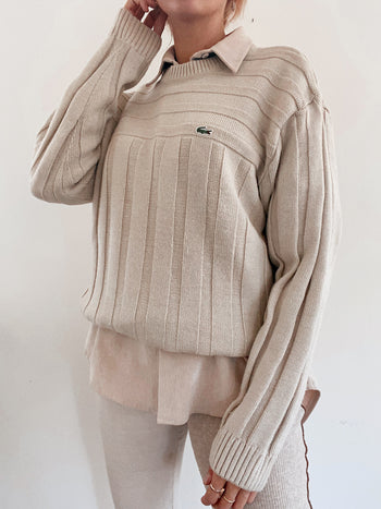 Pull en maille beige Lacoste XL