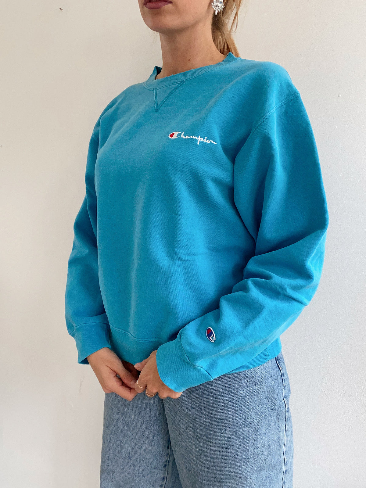 White and blue jacket with orange collar Adidas XL