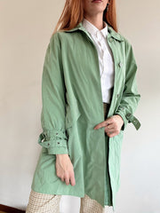 Hellgrüner Vintage-Trenchcoat M in Übergröße 