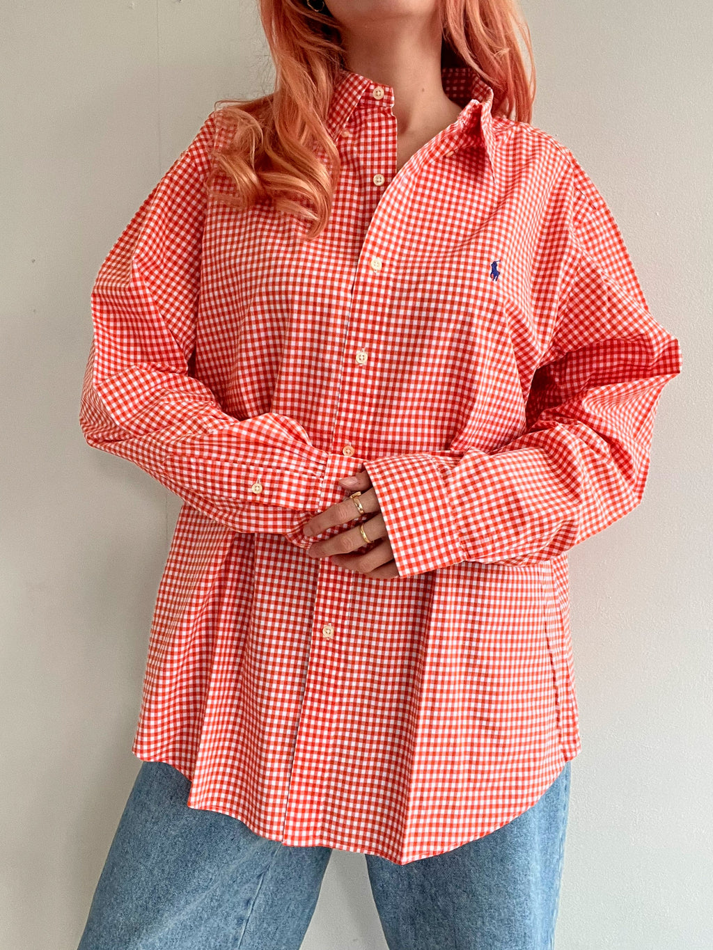 Chemise vintage Ralph Lauren à carreaux orange L