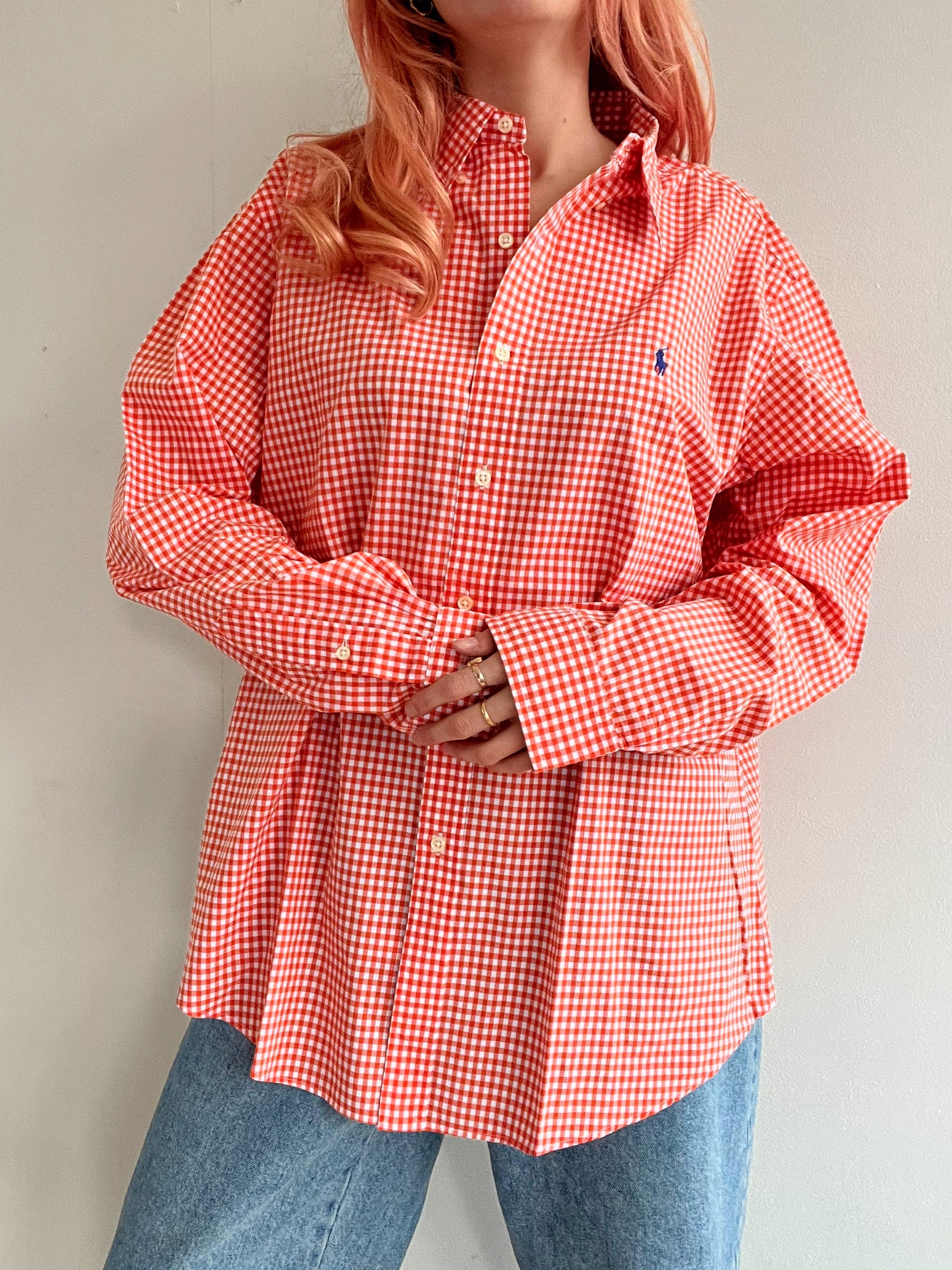 Chemise vintage Ralph Lauren à carreaux orange L