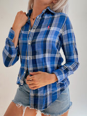 Chemise vintage Ralph Lauren  bleue à carreaux XS