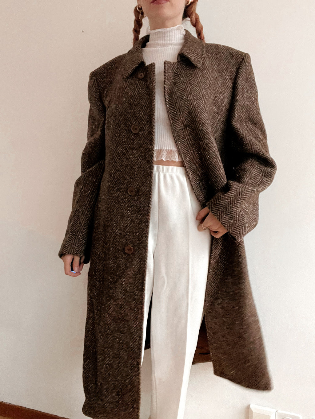 Vintage brauner Wollmantel XL