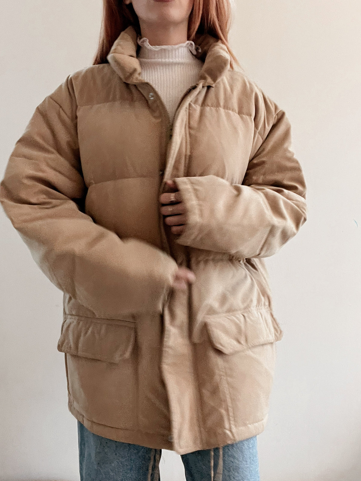 Doudoune vintage beige plume d’oie XL
