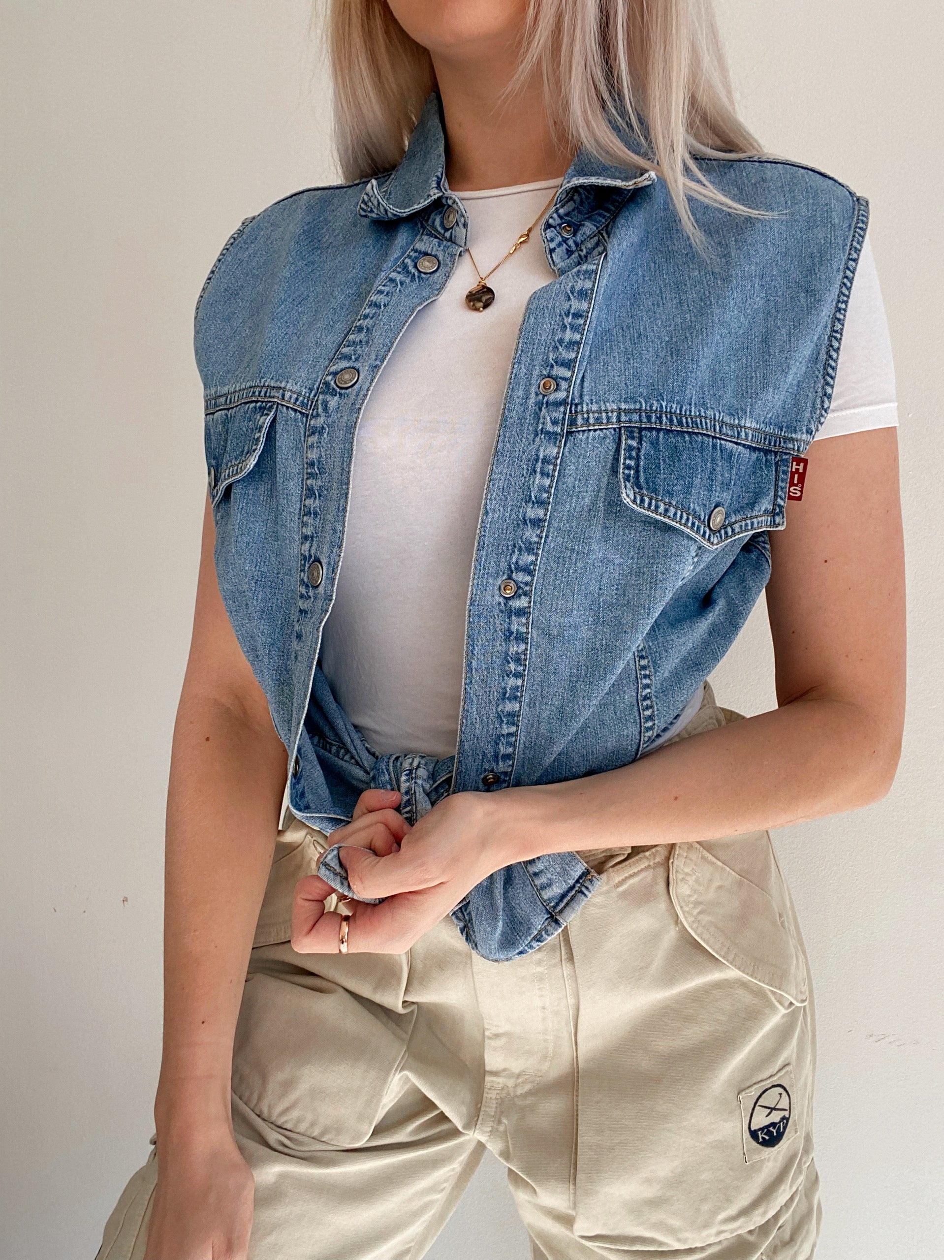 Gilet en jeans vintage bleu clair M