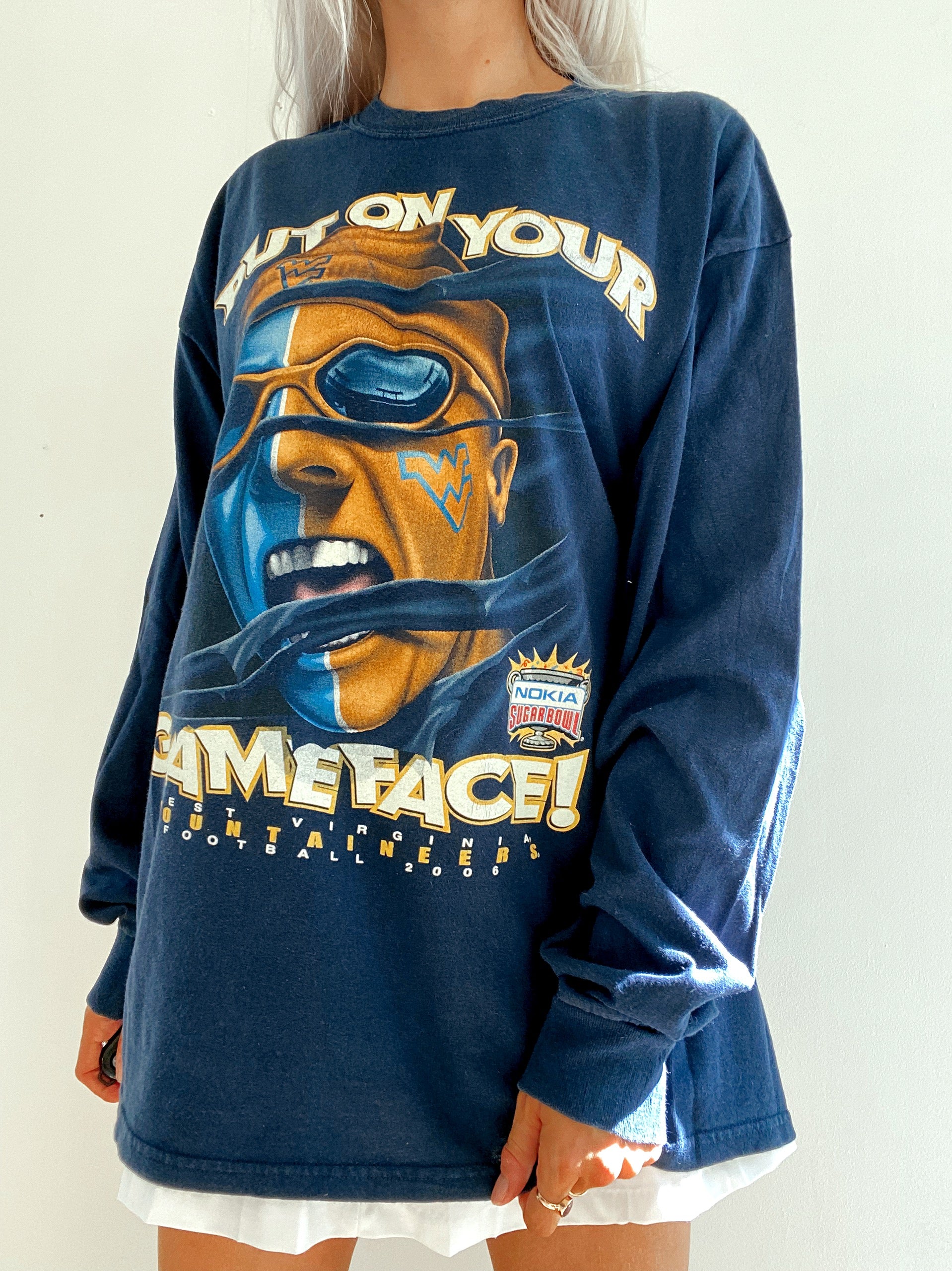 Vintage USA Langarm-T-Shirt dunkelblau XL