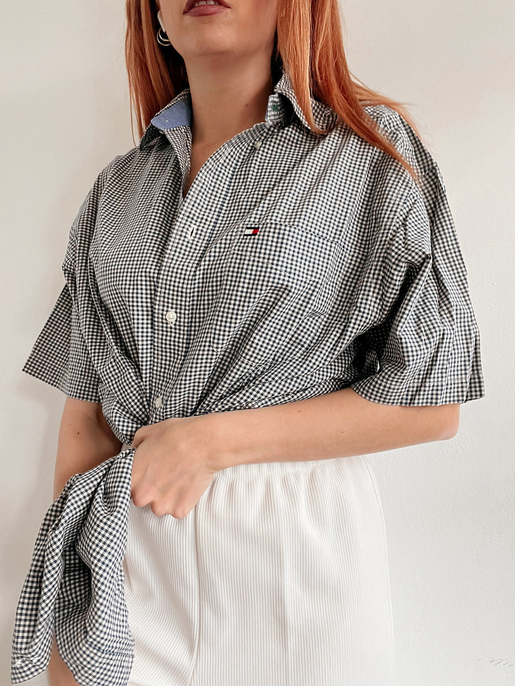 Chemise vintage blanc et bleu Tommy Hilfiger S
