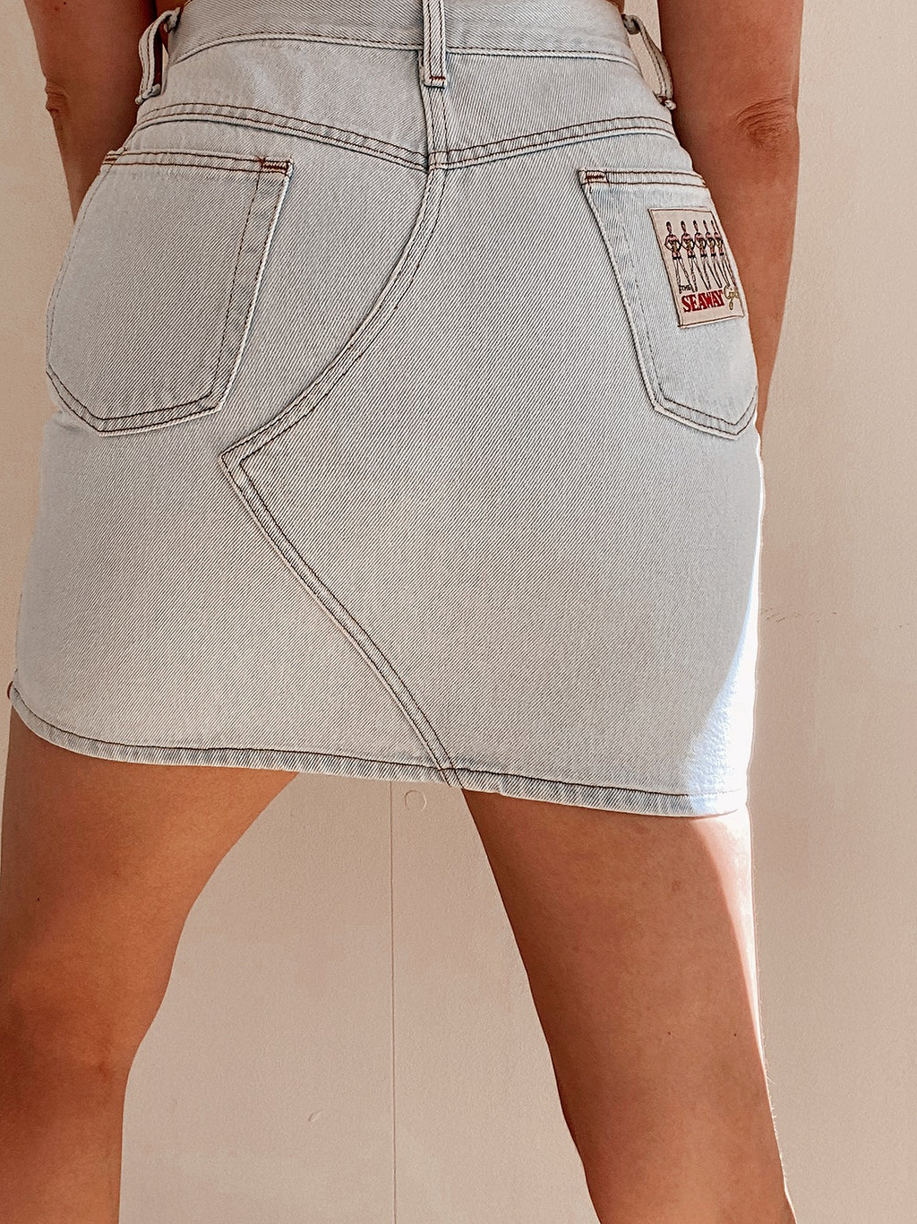 Blauer Vintage-Rock in sehr leichter Jeans M 