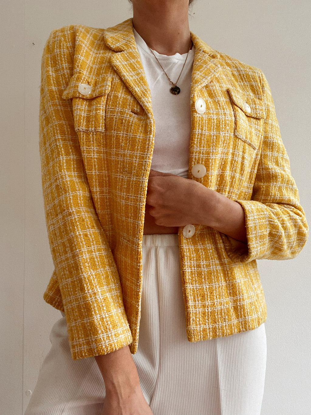 White and blue jacket with orange collar Adidas XL