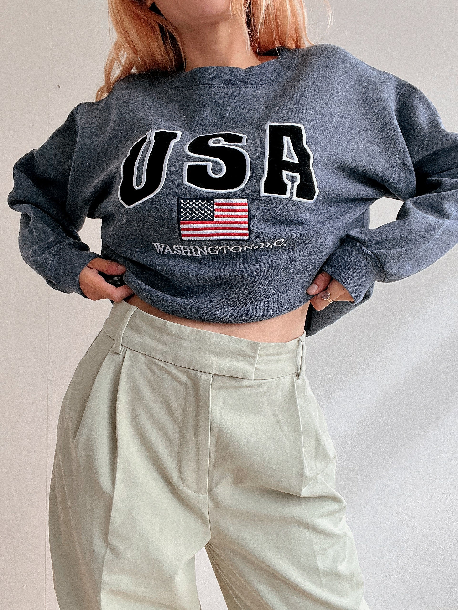White and blue jacket with orange collar Adidas XL