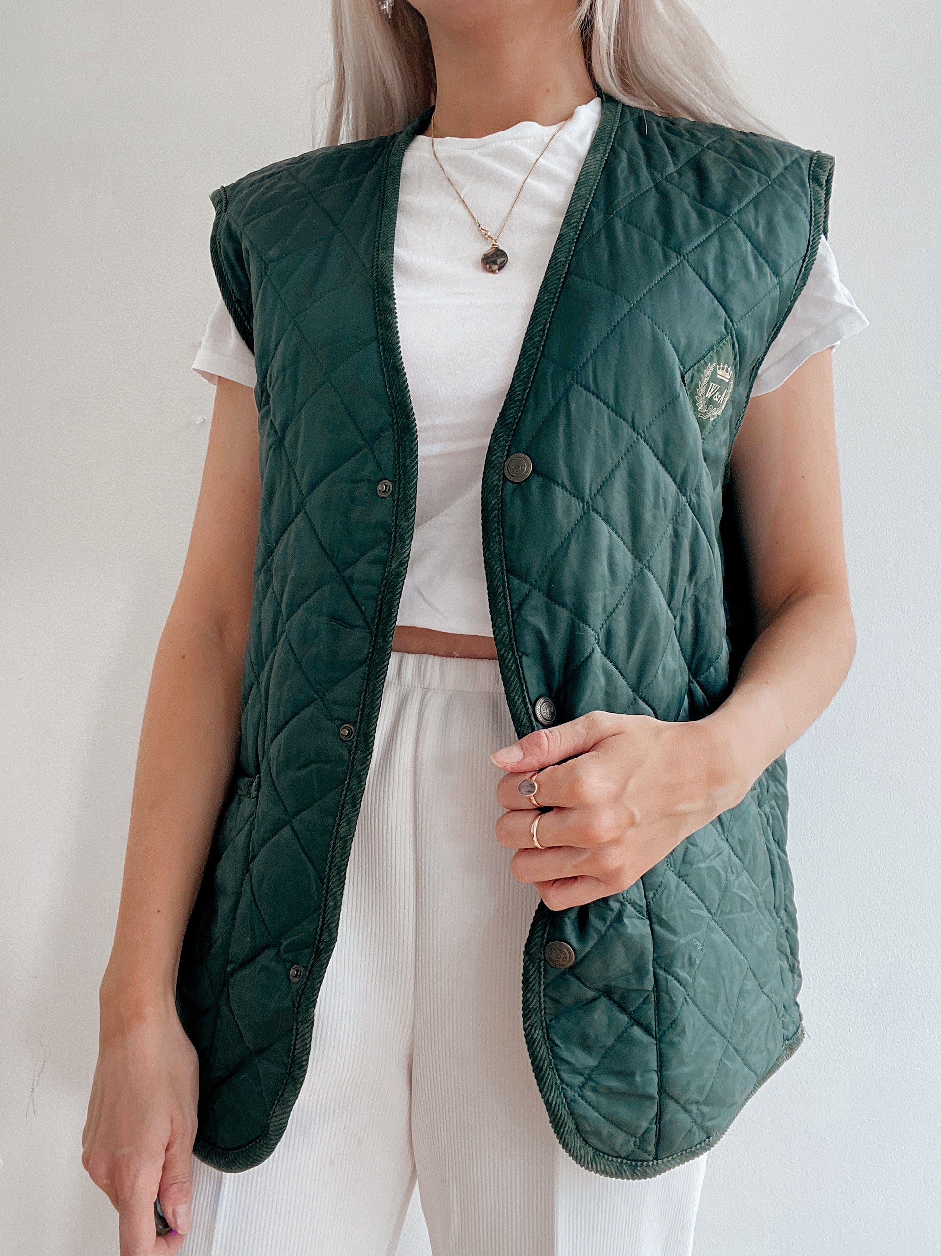 Copie de Gilet vintage sans manches vert foncé L