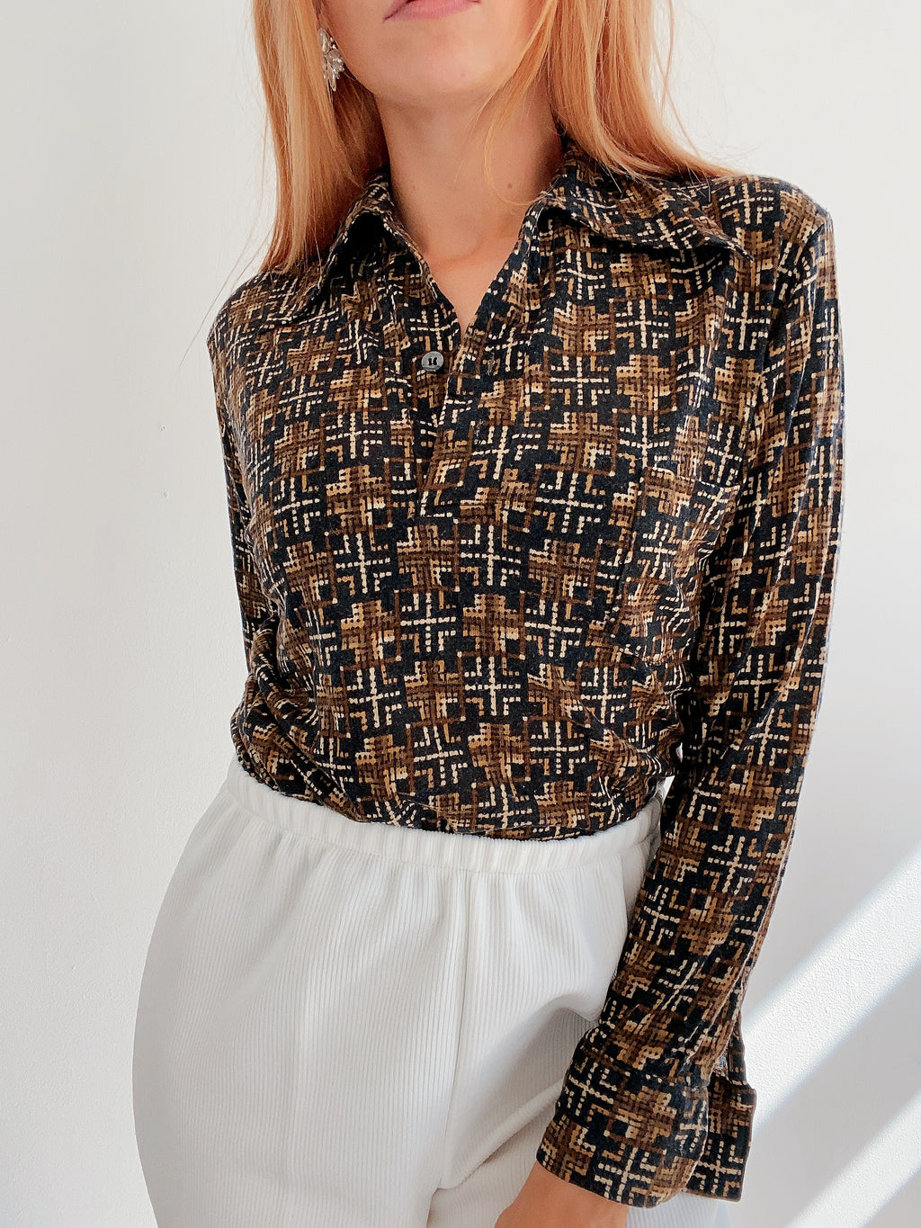 Chemise/pull Vintage 70s brune S