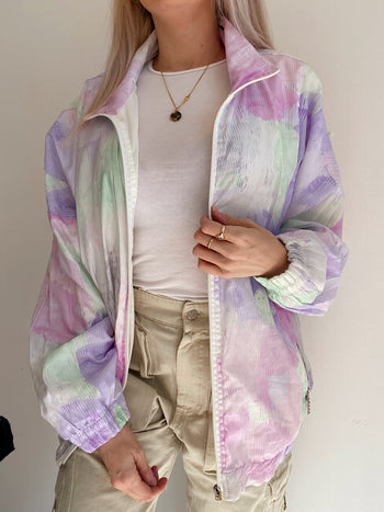 Veste de jogging mauve et vert pastel L