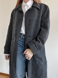 Grauer Vintage-Wollmantel M/L