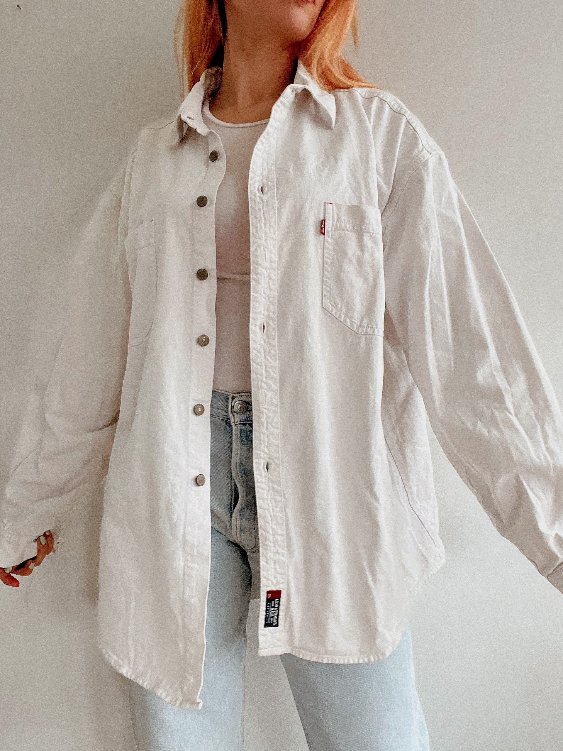 Chemise vintage en jeans blanc XL