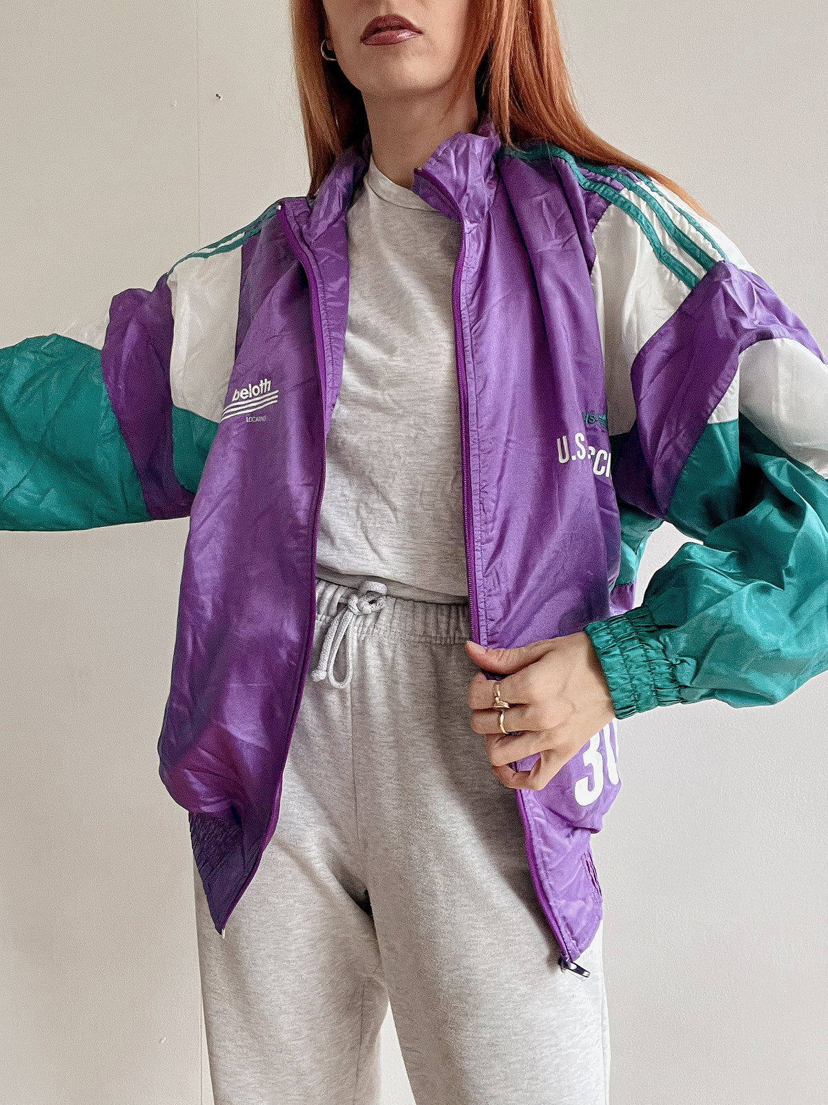 Vintage lila Joggingjacke Adidas L