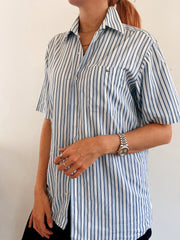 Chemise Vintage bleue clair et blanche à rayures Lacoste S-M