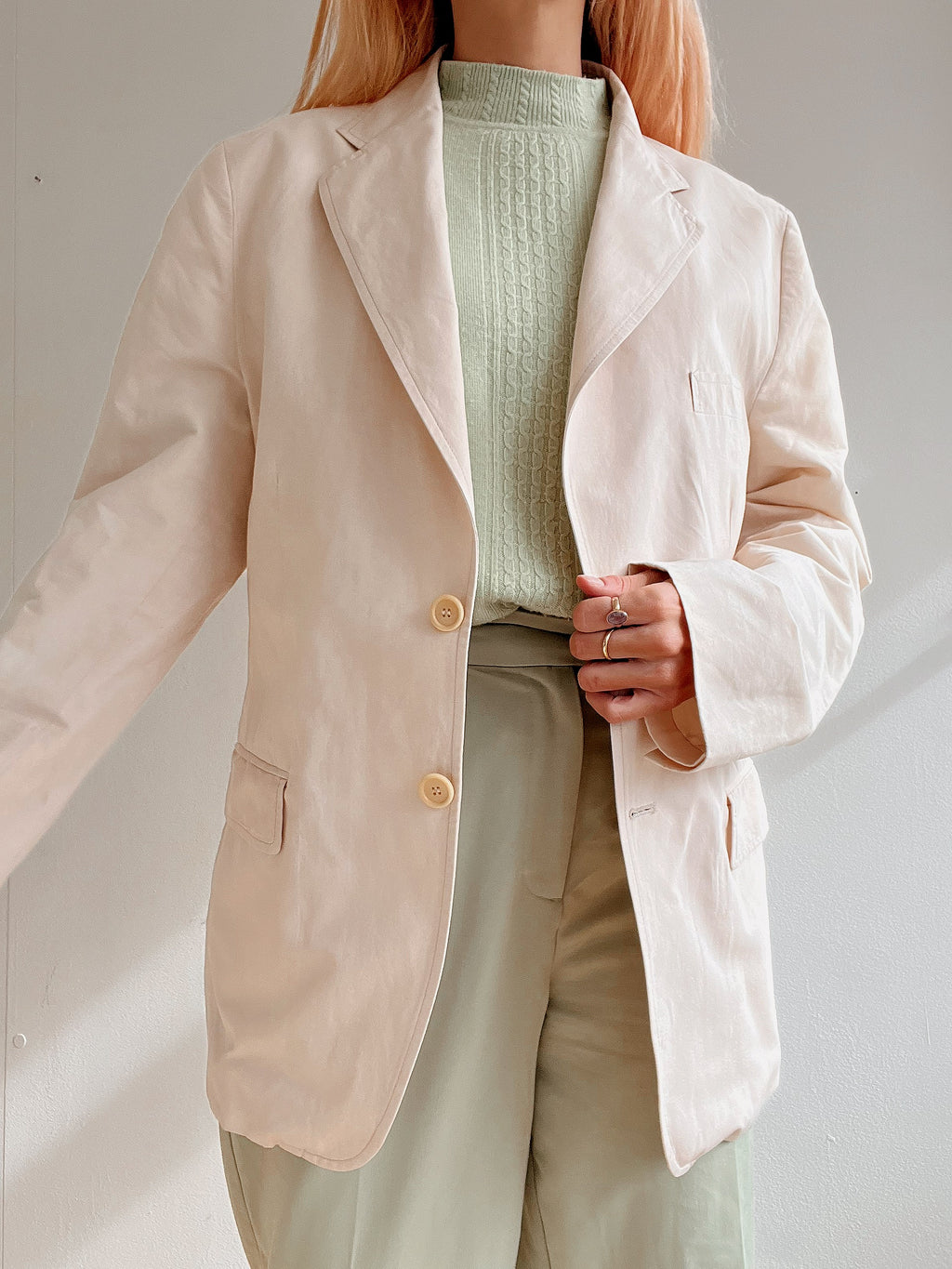 Veste blazer vintage rose très clair M
