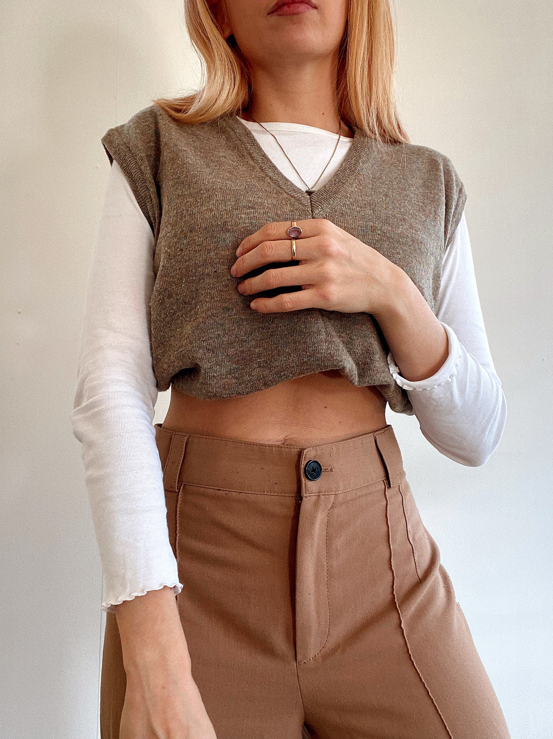 Gilet vintage sans manche beige