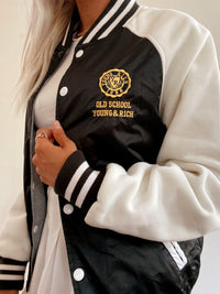 USA Wende-College-Bomberjacke in Schwarz/Grau