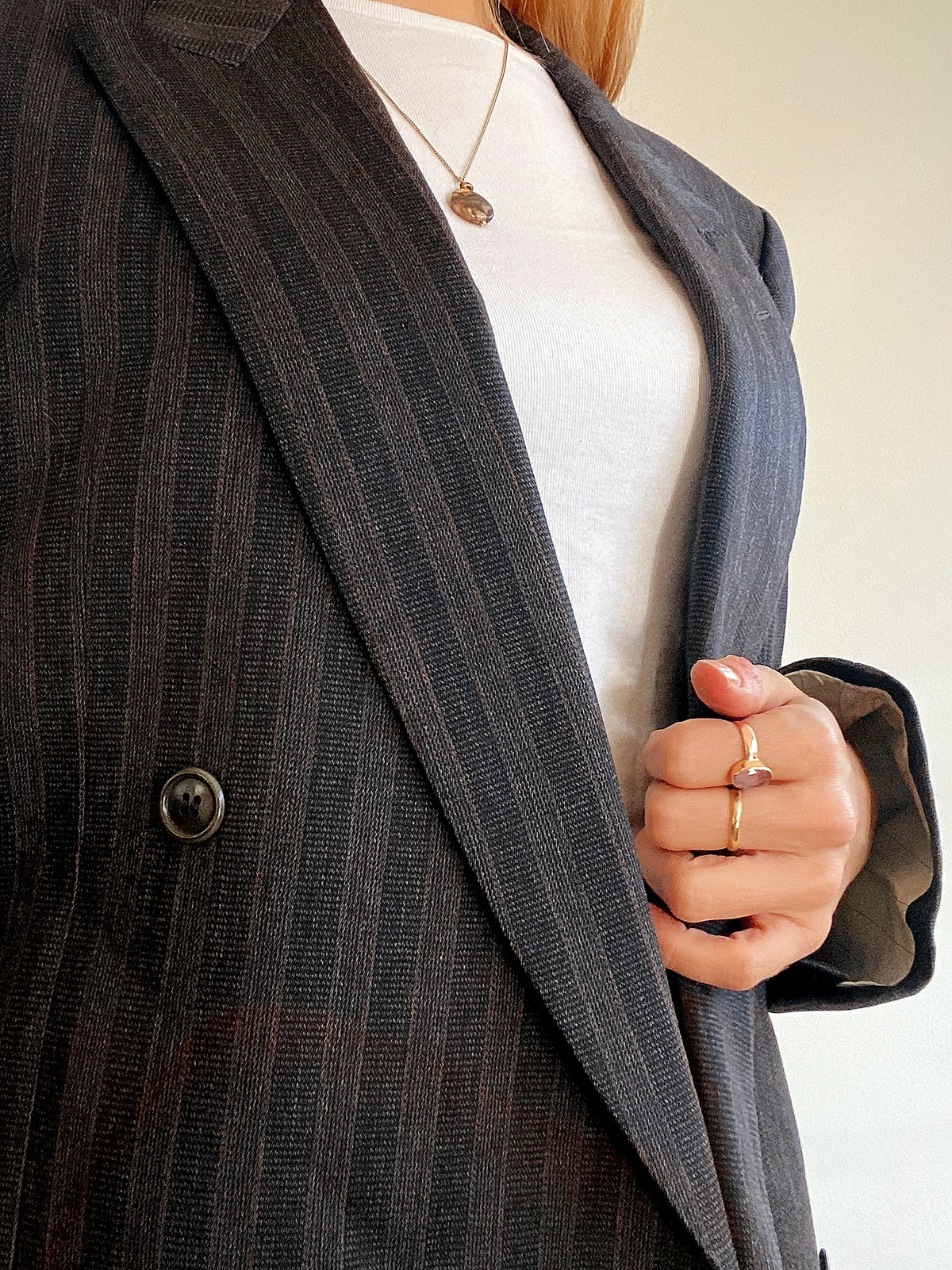 Veste Blazer oversized vintage bleu foncée lignée