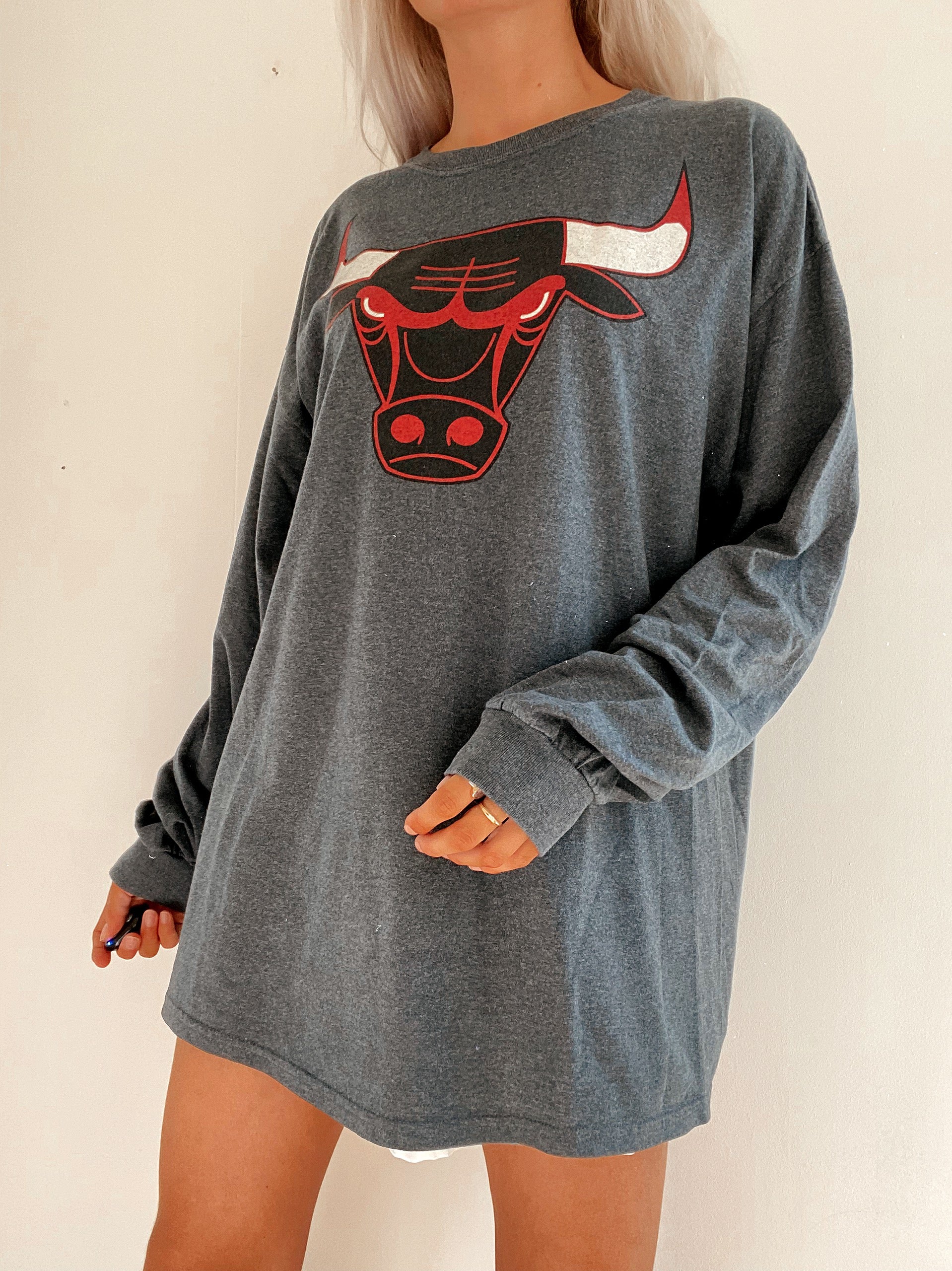Vintage USA Langarm T-Shirt Dunkelgrau XL
