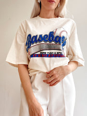 T-shirt vintage USA Baseball blanc cassé XL