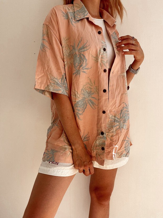 Vintage 80/90er Jahre lachsfarbenes Hawaiihemd