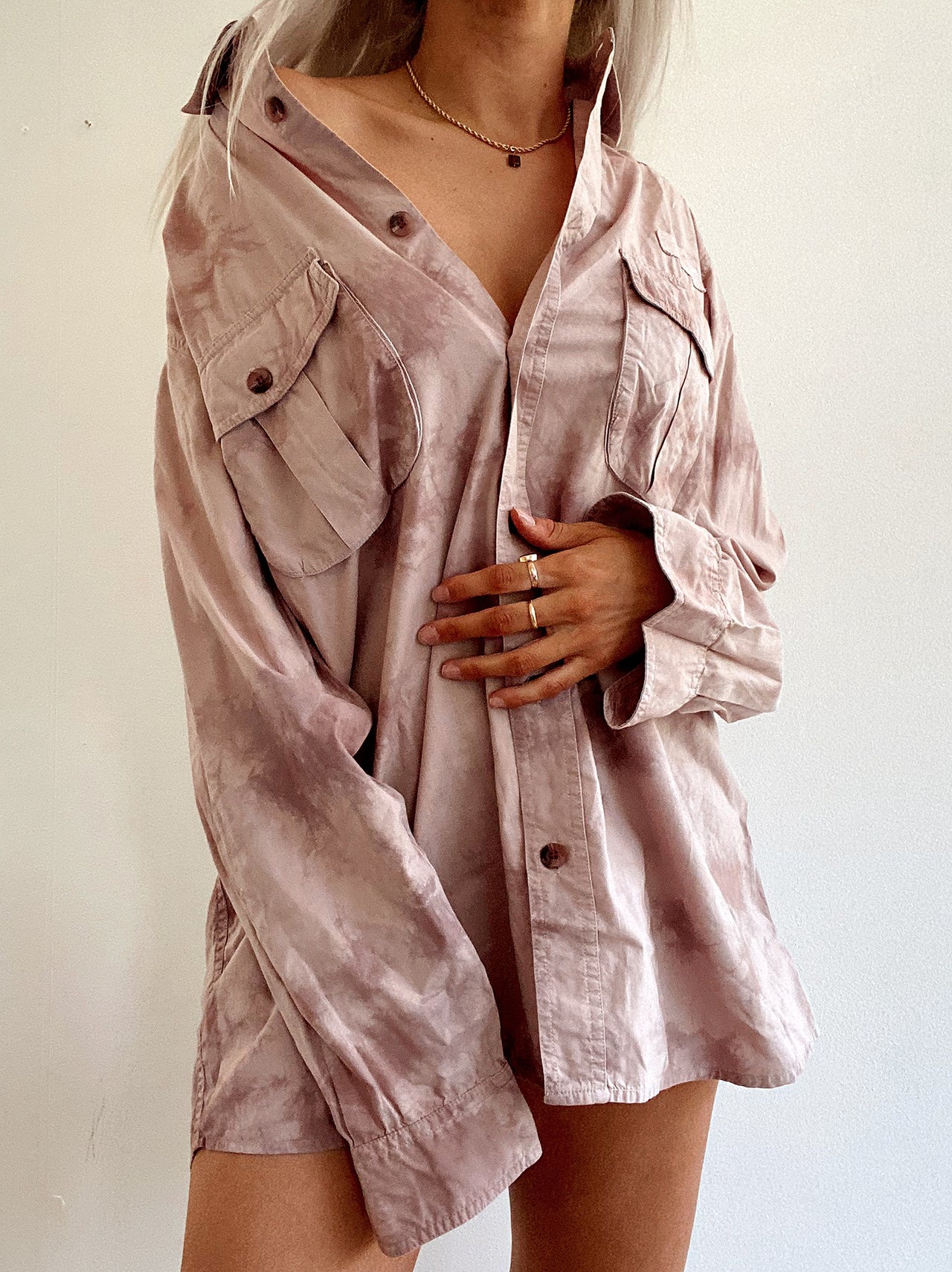 Chemise Vintage 80/90s à longues manches rose délavée