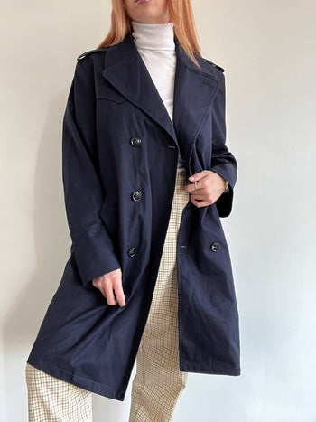 Trench coat vintage bleu foncé M