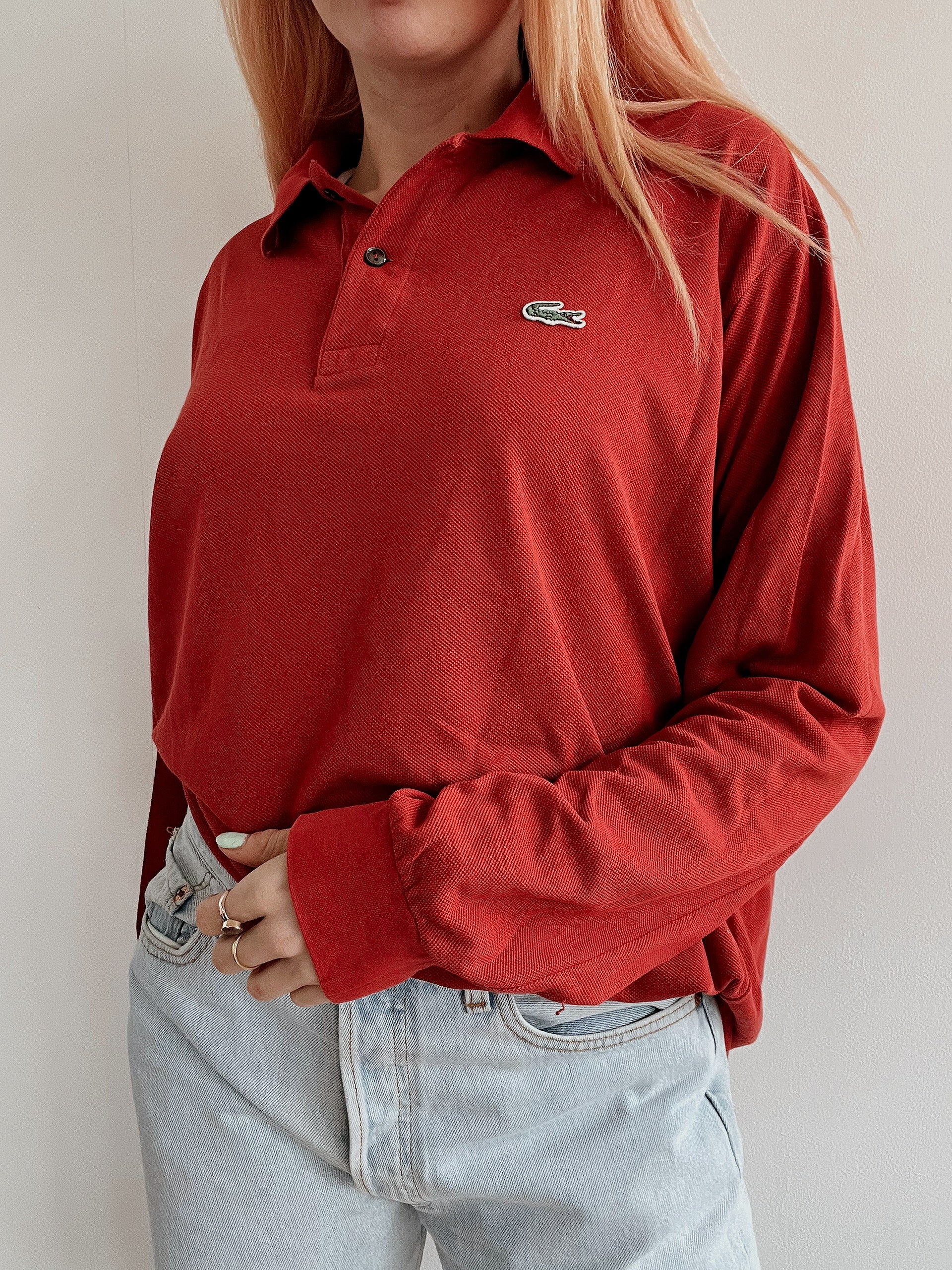 Polo à manches longues Lacoste terracotta L