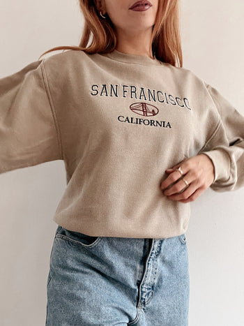 Pull vintage américain beige S