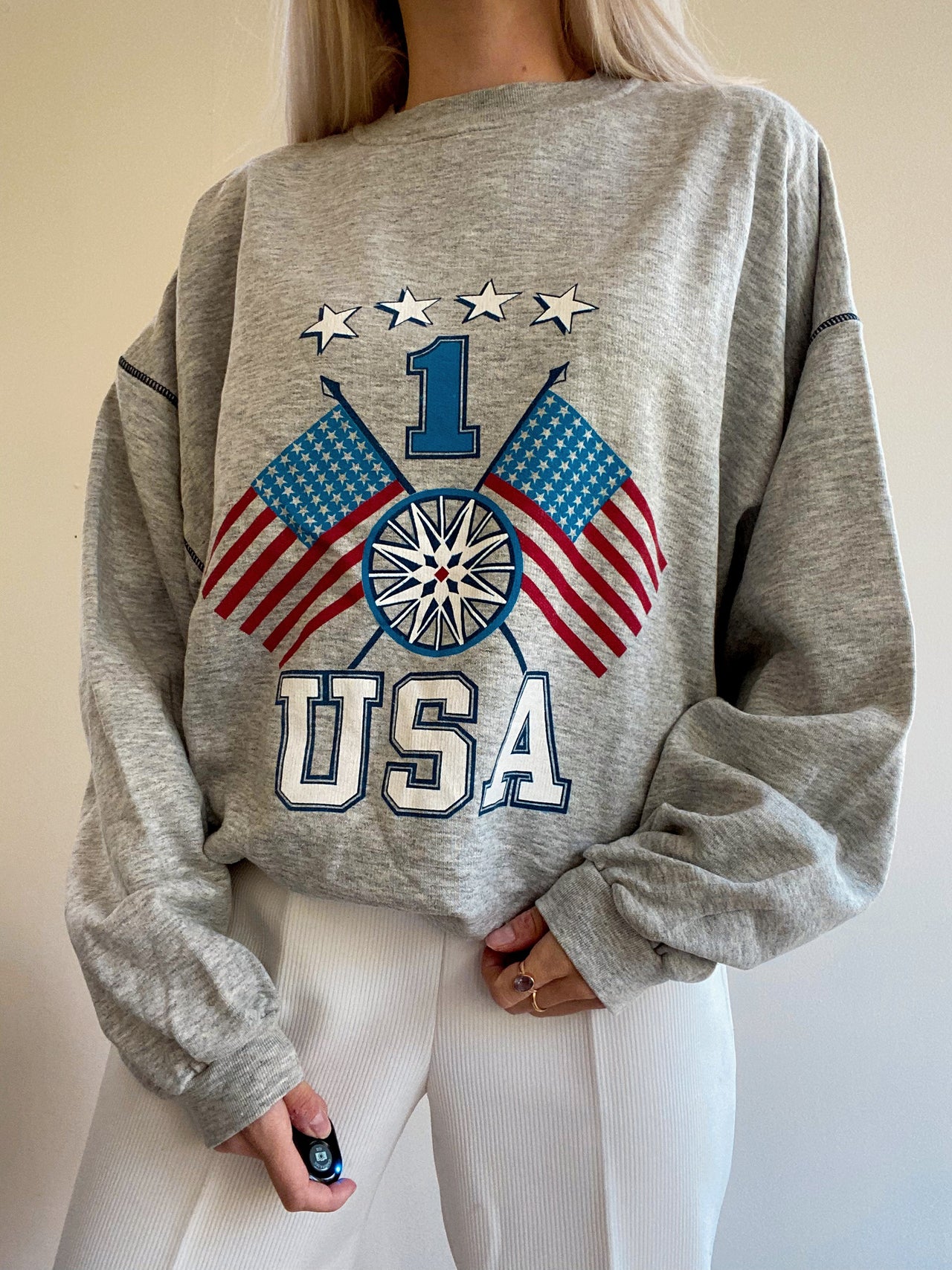 Pull USA vintage gris L/XL