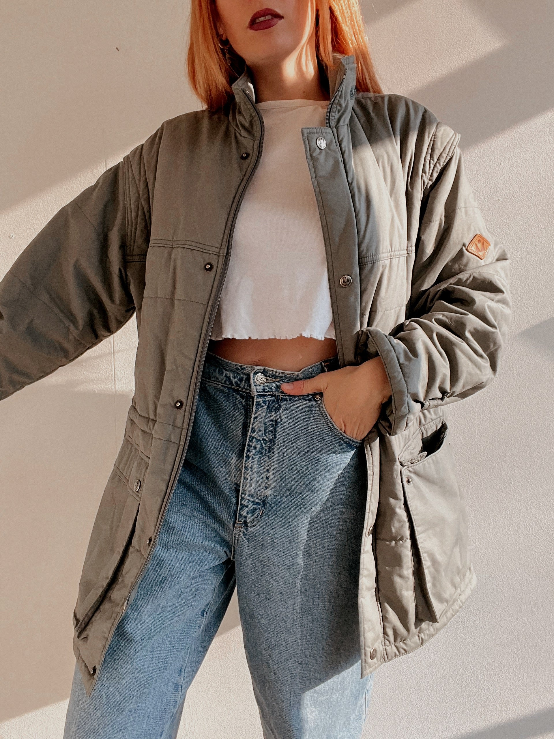Doudoune vintage taupe L