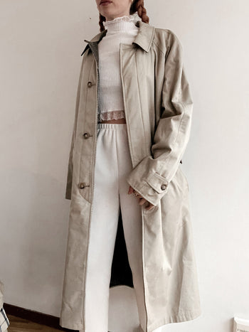 Trench coat vintage beige reversible laine khaki/brun L oversized