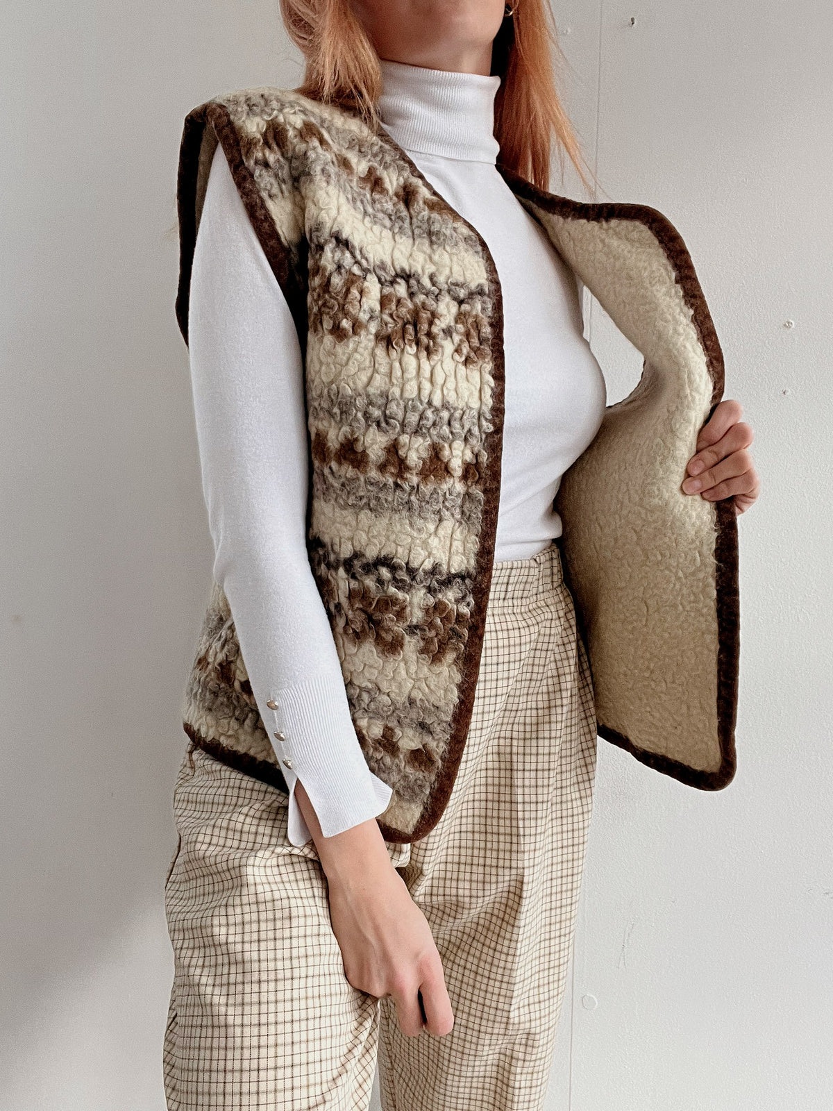 Gilet vintage sans manche en laine L