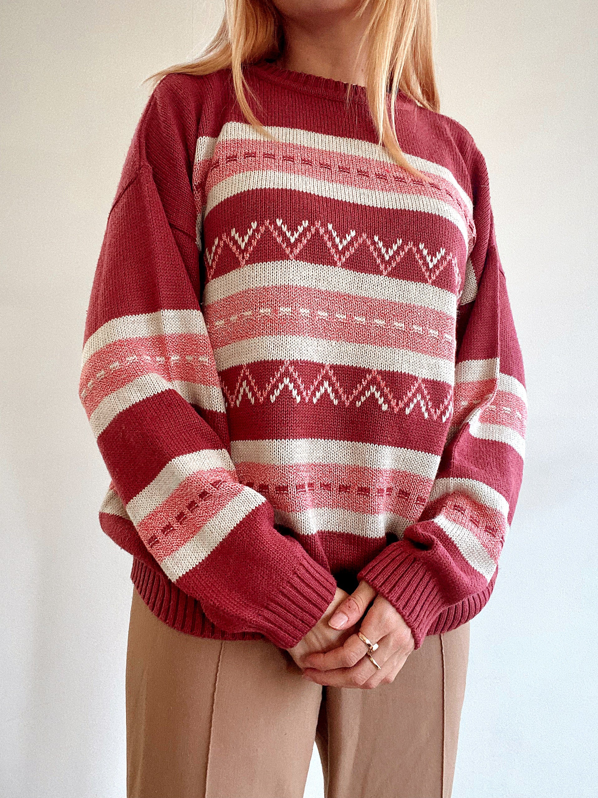 Vintage rosa Strickpullover