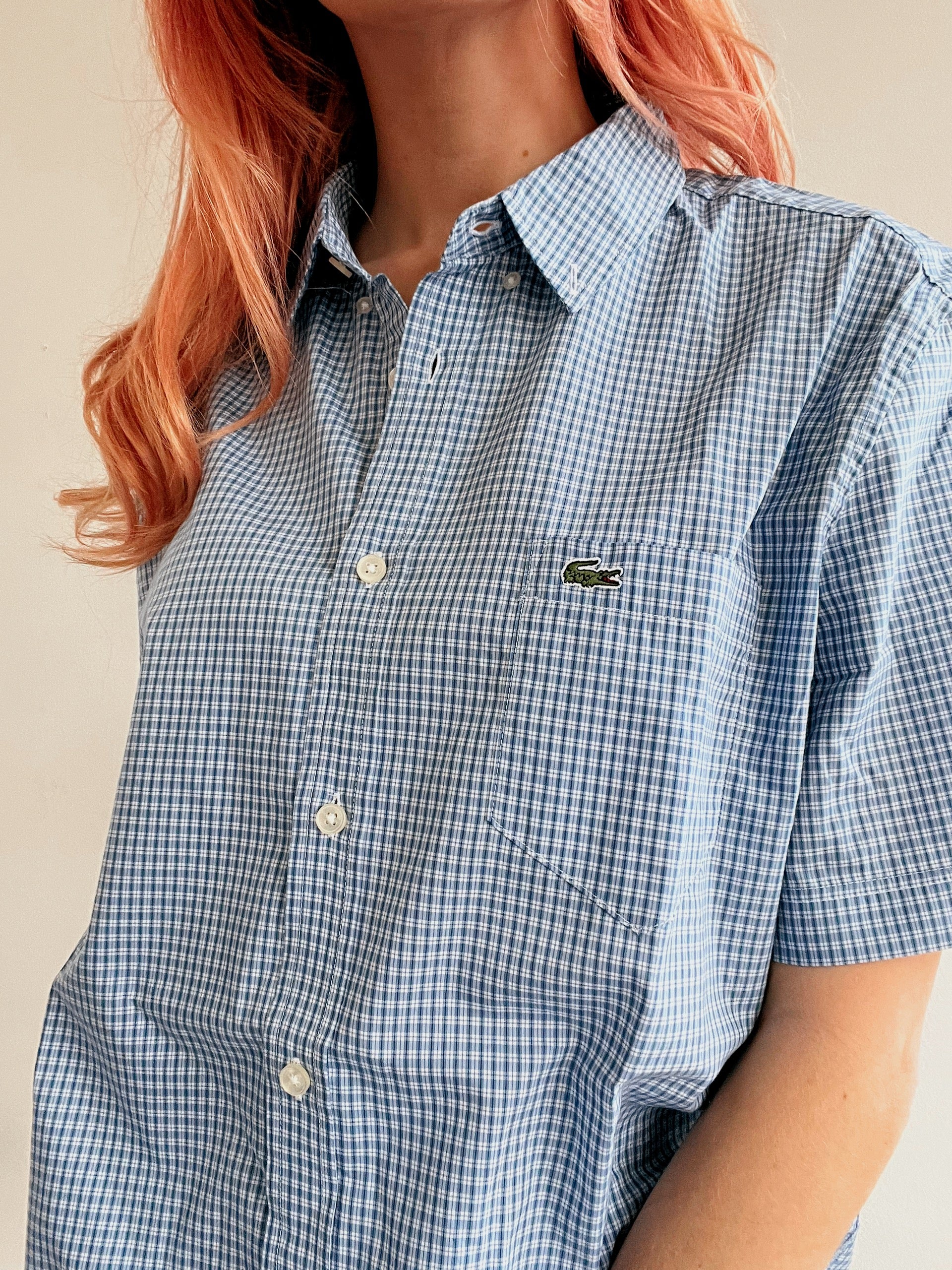 Vintage Lacoste blau kariertes Hemd L 