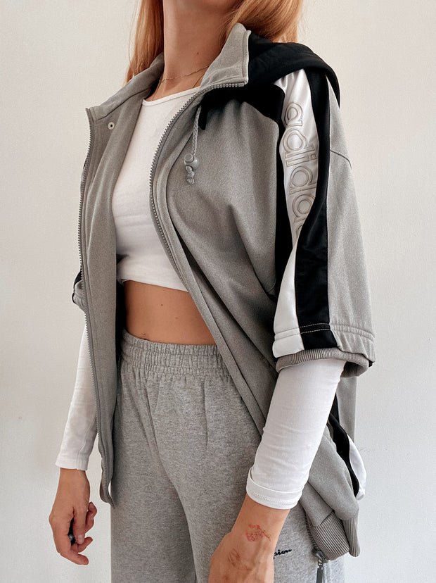Jacket vintage à manches courtes grise claire Adidas  XL