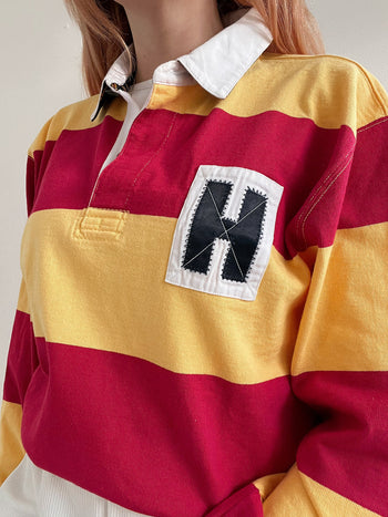 Amerikanischer Polopullover Gelb und Rot Tommy Hilfiger L