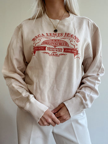 Pull USA vintage blanc cassé et rouge