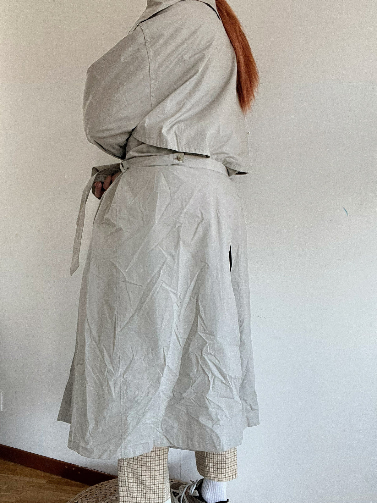 Trench coat vintage gris/beige  L oversized