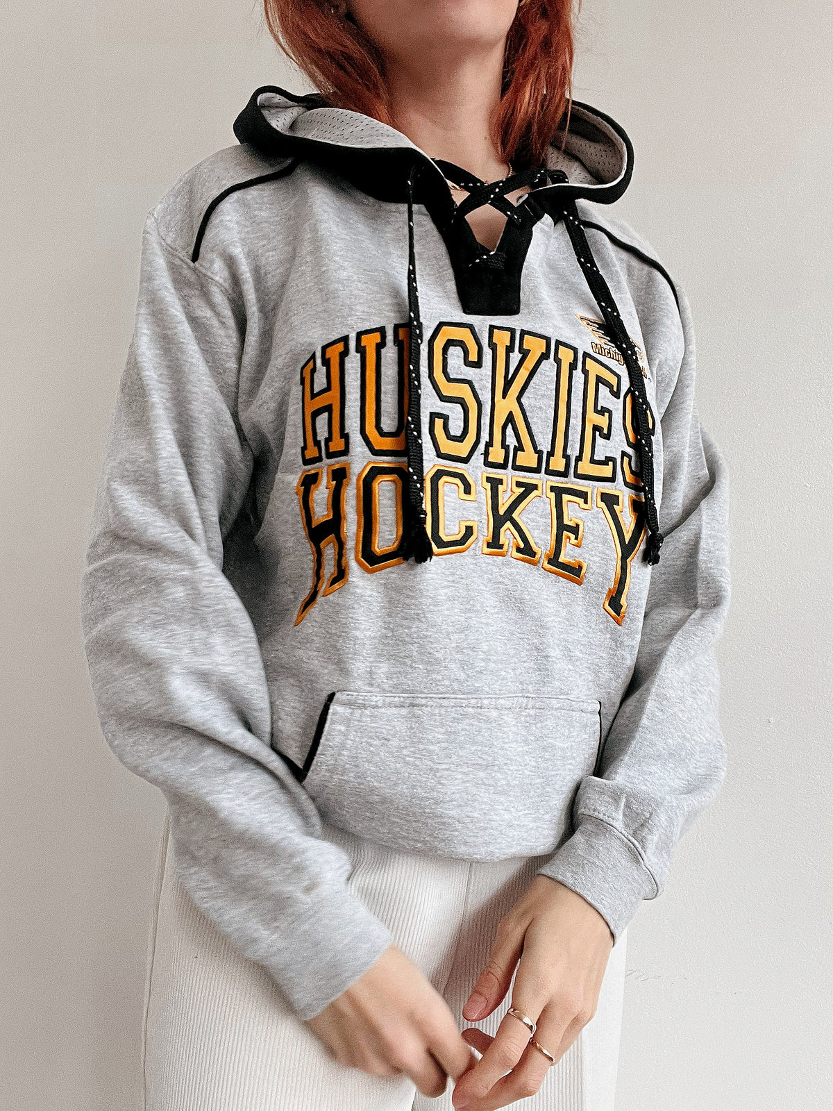 White and blue jacket with orange collar Adidas XL