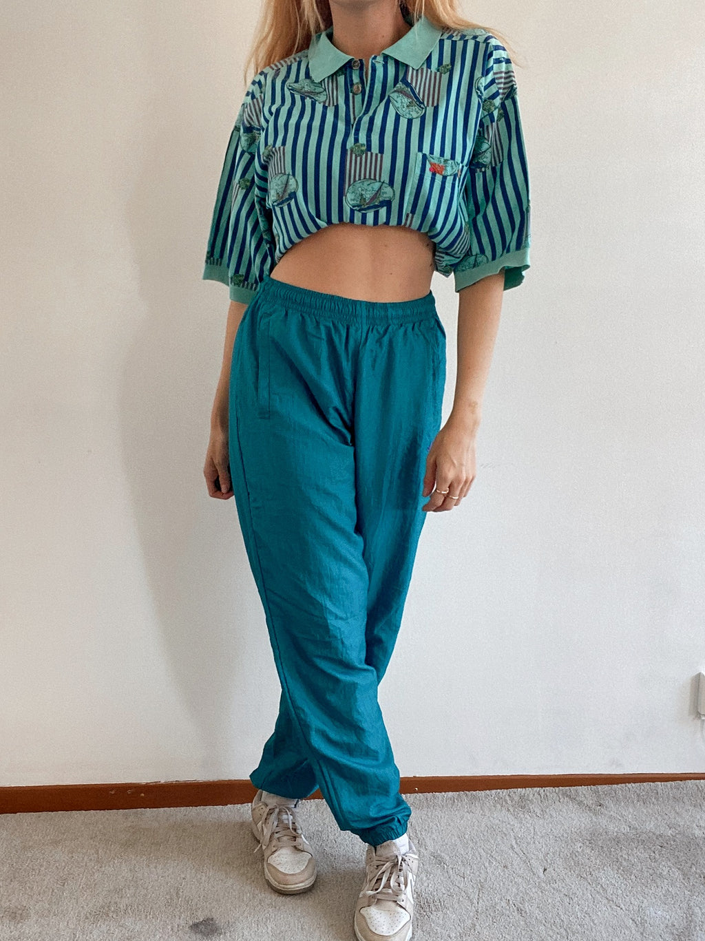 Pantalon de jogging vintage vert turquoise M