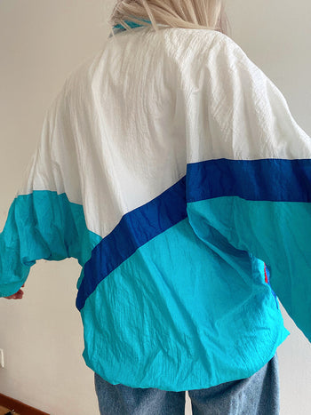 Veste de jogging vintage bleue turquoise oversized