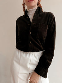 Chemise Vintage 80/90s brune  en velours côtelé S