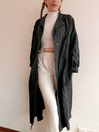Sehr dunkelblauer/grauer Vintage-Trenchcoat in Jeans L 