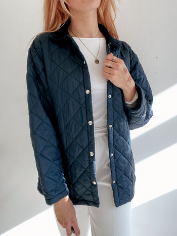 Vintage dunkelblaue Steppjacke S