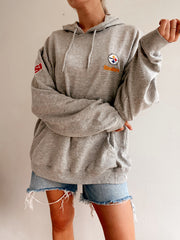 Vintage oversized gray hooded sweater in fine cotton